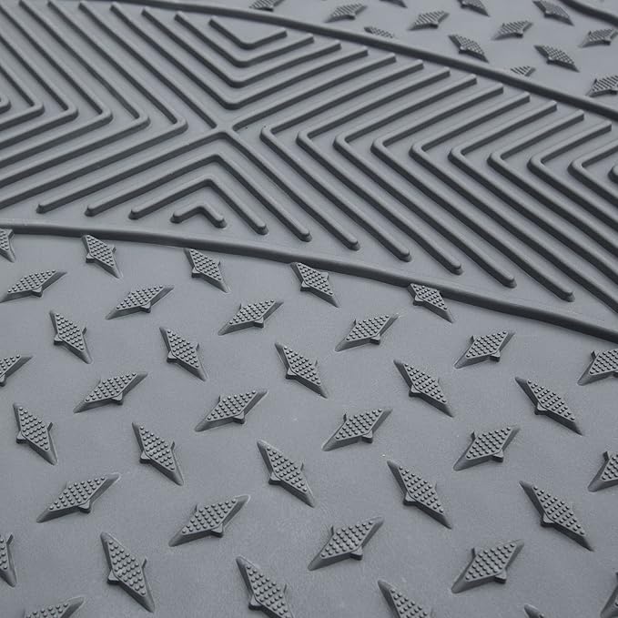 Automotive Floor Mats Gray Climaproof for All Weather Protection Universal Fit Trim to Fit for Most Cars, SUVs, and Trucks, 3 Row 4pc Full Set FH Group F11307GRAY-3ROW