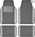 CAR PASS Bling Diamond Car Mats Shining Carpet Crystal Rhinestones Sparkly Glitter Floor Mats with Anti-Slip PVC Heel Pad Universal Fit for Automotive SUV, Sedan, Car, Van, 4pcs for Girl Women, Gray