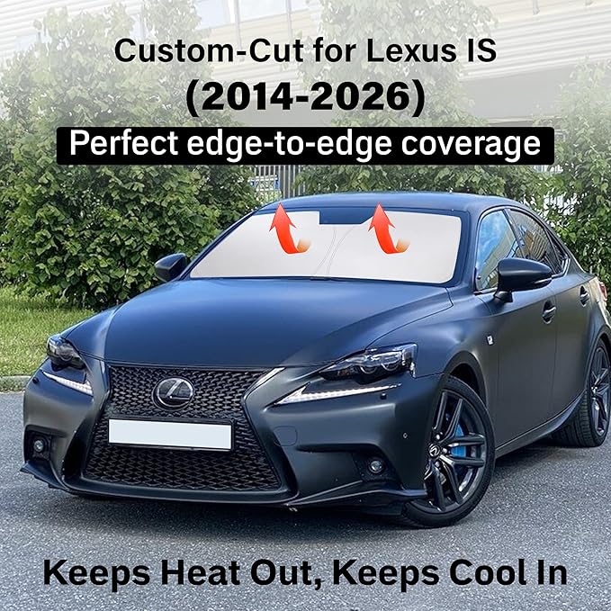 EcoNour Windshield Sun Shade Compatible for Lexus IS300/IS350/IS500/IS250/IS200t 2014-2026 | Sedan Front Window Sun Visor Protector | Foldable 4-Layer Sunshade | Blocks UV Rays & Reduces Interior Heat