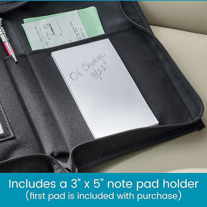 High Road Glove Compartment Organizer - Owners Manual Case and Glove Box Document Holder for Registration and Insurance Cards and Paperwork - Secure Zippered Case with Pen Holder and Note Pad, 6-pack