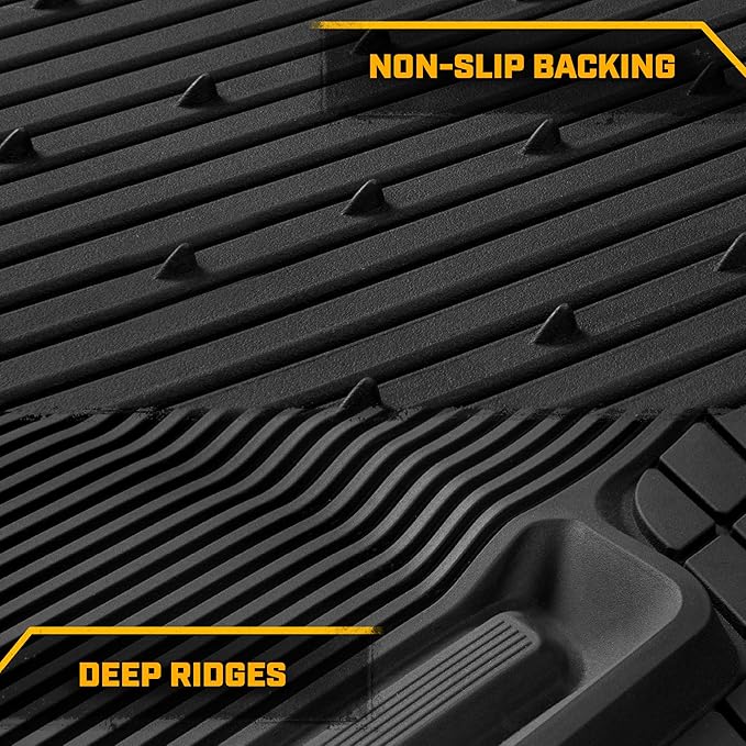 Cat® ToughLiner™ Car Floor Mats - Heavy Duty Trim to Fit Mat for Trucks - Car Mats & SUV Floor Liners for Car - All-Weather Truck Accessories & Odorless Rubber Automotive Mats - Black