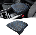 Center Console Cover for Dodge Ram 1500 2019-2026, Bucket Seat, Vinyl Leather Interior Accessories, Car Armrest Cushion Pad, Anti-Scratch, Black-Blue Stitch