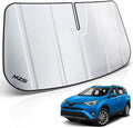 MZS Windshield Sun Shade Compatible with RAV4 2013-2018, Foldable SUV Front Window Sunshade with Storage Pouch, Sun Visor Shield Accessories for Interior Protector