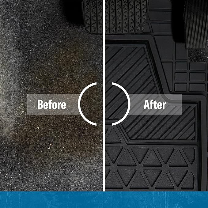 Dickies 3-Piece Black Adjustable-Runner Truck Floor Mats, Heavy-Duty Mats for Trucks — Black