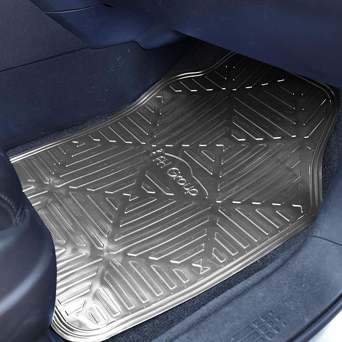 FH Group Automotive Floor Mats - Heavy-Duty Metallic Rubber Floor Mats for Cars, Universal Fit Full Set, Climaproof Floor Mats, Trimmable Floor Mats for Most Sedan, SUV, Truck Floor Mats Silver