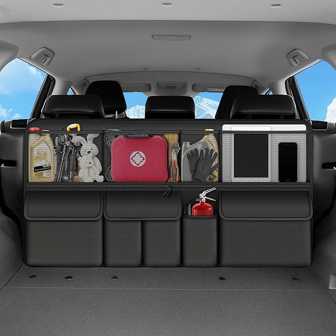 NUWQICD Hanging Car Trunk Organizer Fit For Ford Explorer Foldable Large Capacity 41.3x20 inch Backseat Trunk Organizers Storage, Car Accessories Interior, with Multi Pockets Black