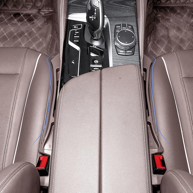 Car Seat Gap Filler Organizer with Dual Slots, 2 Pack Anti-Drop Storage Solution for Car SUV Truck - Prevents Phone, Keys, Wallet from Falling Between Seats (Brown)