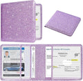 DMLuna Car Registration and Insurance Holder, Folio Leather Vehicle Card Document Glove Box Organizer, Driver License Cards, Glitter Purple