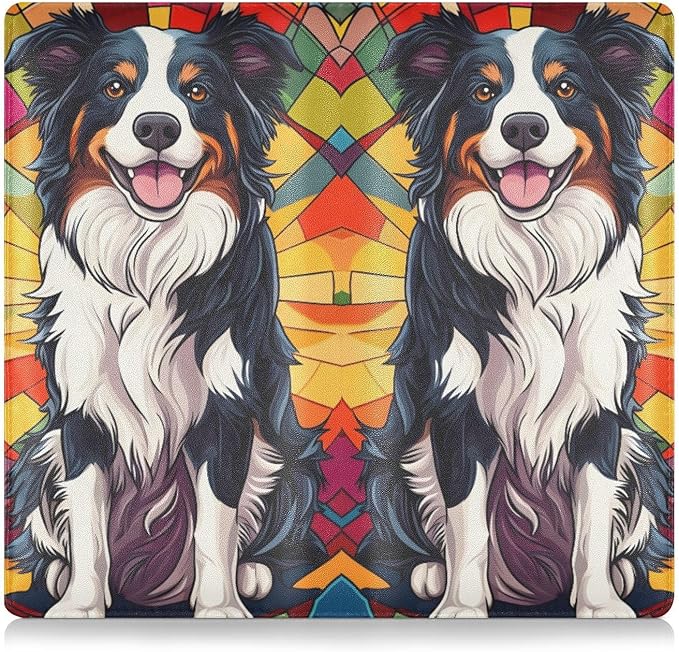 Cute Stained Glasses Australian Shepherd Dogs Car Registration and Insurance Holder Vehicle Glove Box Organizer Car Accessories Wallet Case for Women Men 202b8656