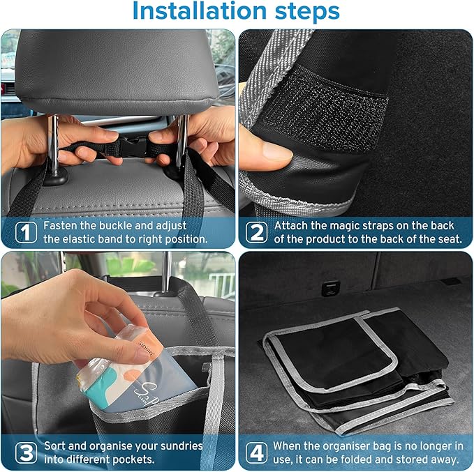 Car Trunk Organizer Storage Bag for Jeep Wrangler JL JK Grand Cherokee/Cherokee Grand Wagoneer/Wagoneer Renegade Compass Trailhawk Limited SUV accessories, Hanging Collapsible Backseat Bag