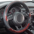Xizopucy Wood Grain Steering Wheel Cover Red Universal Microfiber Leather, Suitable for 14 1/2-15 inch Comfortable Anti-Slip, Good Breathable and Odorless Car Steering Wheel Cover…