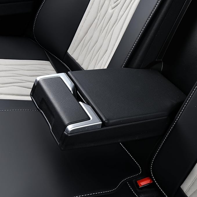 FLORICH Leather Seat Covers, Universal Front Seat Covers, Waterproof Car Seat Protector, Automotive Driver Seat Accessories Fit for Most Cars Trucks SUV-Black&White