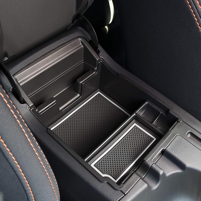 CupHolderHero Compatible with Subaru Crosstrek 2018-2022 and Subaru Impreza 2017-2022 Premium Custom Interior Non-Slip Anti Dust Center Console Organizer Tray with Liner Mats, 3-pc Set (White Trim)