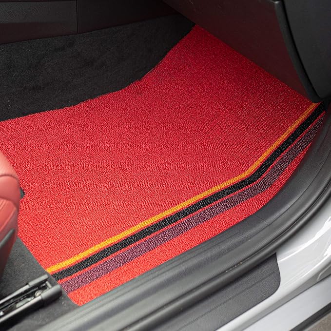 FH Group Car Floor Mats - All Weather Full Set of Red Rubber Floor Mats for Cars, Ultra DIY Waterproof, Trimmable Automotive Floor Mats Floor Mats for Sedan, Van, SUVs and Truck Floor Mats