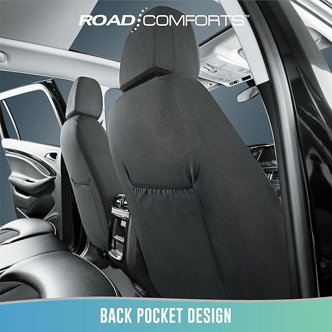 Road Comforts Car Seat Cover, Front Leather Car Seat Covers, Automotive Low Back Sport Car Seat Covers, Airbag Compatible, Universal Fit for Most Cars, SUVs, Trucks and Vans
