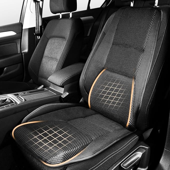 Car Seat Cushion - Memory Foam Car Seat Pad with Breathable Mesh, Relief Back Pain, Universal Fit, Easy to Install, Cushion Set for SUV/Truck Etc– Black