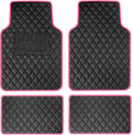 FH Group F12003PINK Universal Fit Diamond Pattern Faux Leather Beige Automotive Floor Mats fits Most Cars, SUVs, and Trucks