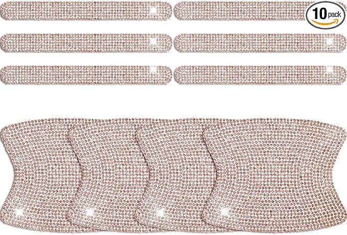 Frienda 10 Pieces Bling Car Accessories for Women Bling Car Door Handle Protector Door Handle Covers for Car Rhinestone Car Bowl Protector Accessories Women Stickers(Rose Gold)