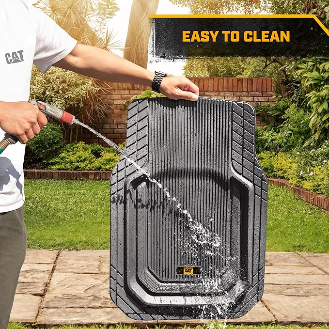 Cat® ToughLiner™ Car Floor Mats - Heavy Duty Trim to Fit Mat for Trucks - Car Mats & SUV Floor Liners for Car - All-Weather Truck Accessories & Odorless Rubber Automotive Mats - Gray