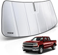 MZS Windshield Sun Shade Compatible with Silverado Sierra 1500 14-18 / Silverado Sierra 2500 3500 15-19, Foldable Sunshade with Storage Pouch, Front Window Shield Sun Visor for Interior Protector