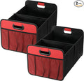 Simple Deluxe Car Trunk Organizer, 2 Compartments Collapsible Trunk Storage, Anti-slip Design, Made of Waterproof 600D Oxford Polyester, Suitable for SUV, Minivan, Standard Size, Red, 2 Pack