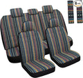 HAIYAOTIMES Baja Saddle Blanket Car Seat Covers Full Set with Seat Belt Pads, Washable Breathable Seat Covers for Cars, Universal Fit Interior Covers for Most Cars, Airbag Compatible, Red/Blue