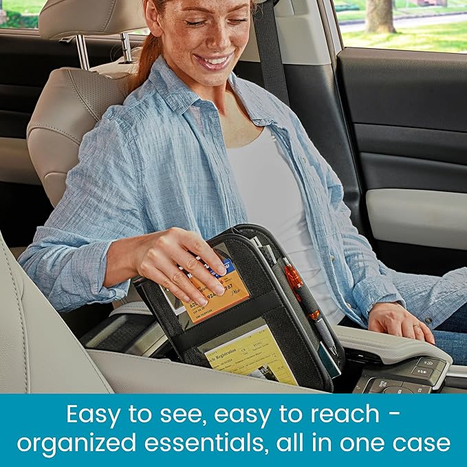 High Road Glove Box Organizer and Car Manual Holder - Insurance and Registration Holder for Glove Box with Clear Pockets for Quick Access to Car Documents and Expandable Manual Holder