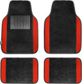 FH Group Automotive Floor Mats – Universal Fit Premium Carpet Car Mats with Driver Heel Pad, Full Set for Cars, SUVs & Trucks - Red