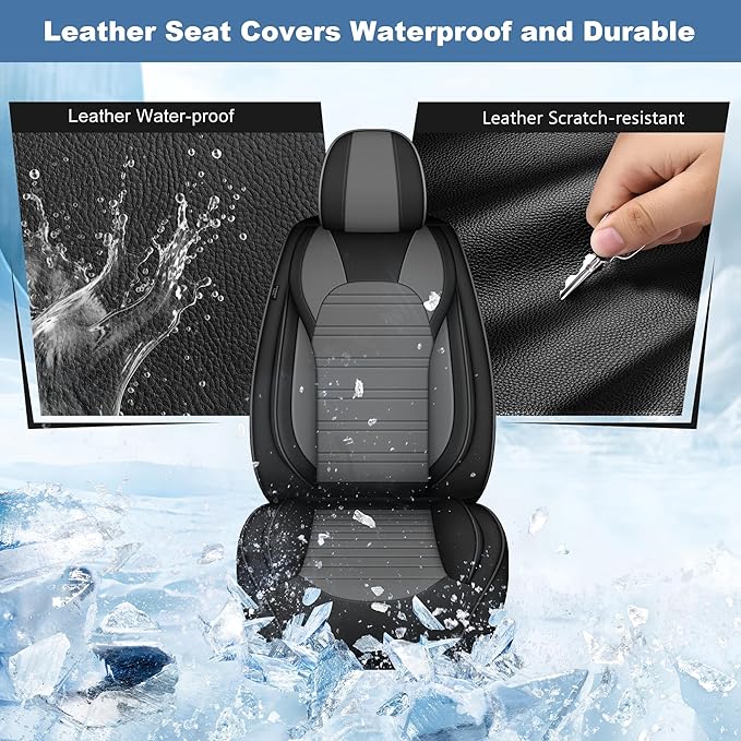 Ahsrnl Seat Covers Fit for Subaru Crosstrek 2016-2025 2026 Faux Leather Waterproof Seat Covers (Full Set, Black&Gray)
