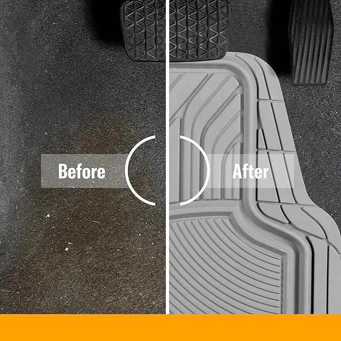Armor All 4-Piece All-Season Floor Mats, Custom Fit Mats for Cars, Trucks, SUVs — Gray