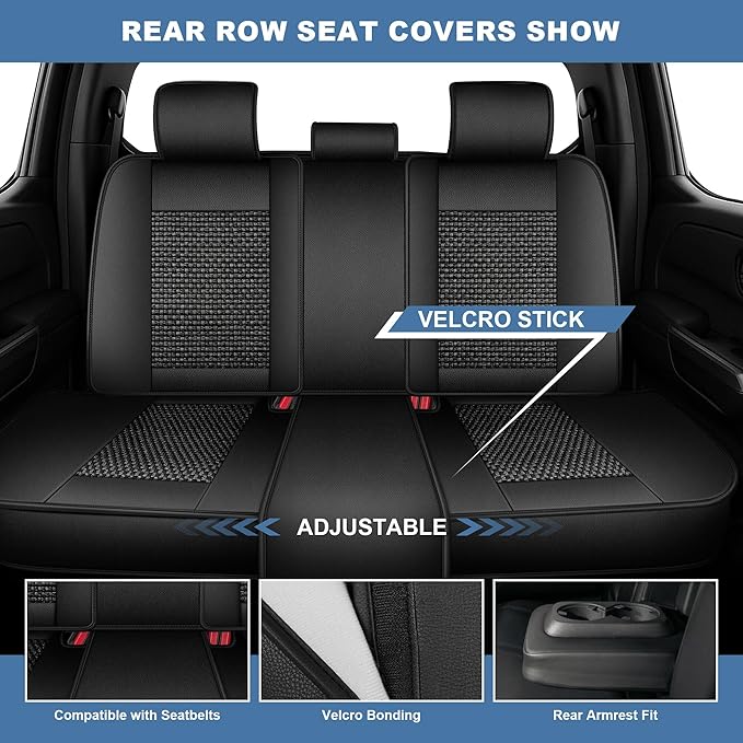 Ahsrnl Seat Covers Fit for Mitsubishi Outlander 2007-2025 2026 Full Set Cooling Ice Silk Faux Leather Seat Covers Breathable Seat Cushion Protector（5 Seat,Black）