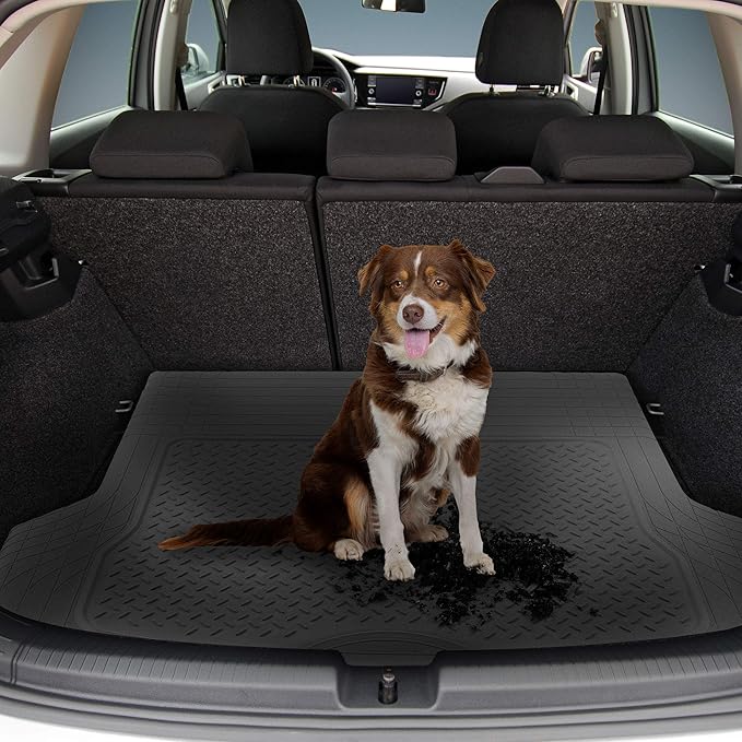 FH Group Trimmable Non-Slip Rubber Floor Mats Full Set - Universal Fit for Cars Trucks and SUVs (Gray) F11305 + F16400