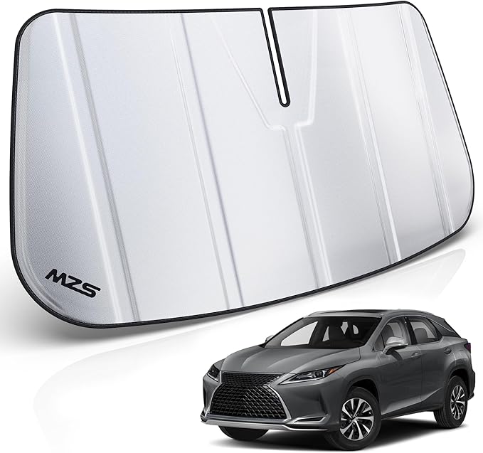 MZS Windshield Sun Shade Compatible with RX350 RX450H 2016-2022 / RX350L RX450HL 2018-2022, Foldable Car Front Window Sunshade with Storage Pouch, Sun Visor Shield for Interior Protector