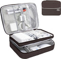 Electronics Organizer,Travel Cord Organizer Pouch, Portable Cable Organizer Bags, Waterproof Electronic Accessories Storage Case for Cables, Cords, Charger, Phone (Three Layer-Brown)