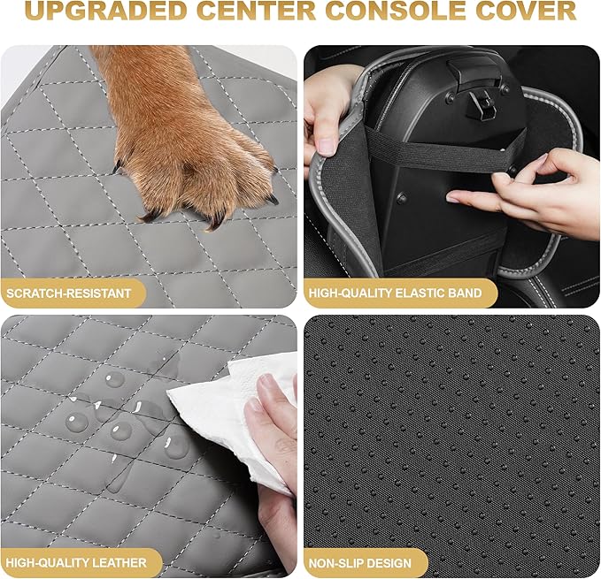 Center Console Cover Fit for TSX: Scratch and Wear Resistant Console Cover Leather with 2 Storage Bags -Upgraded Armrest Coverfor Car,Anti-Scratch Auto Armrest Pad Accessory （Black