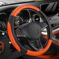 SEG Direct Steering Wheel Cover for Car, Standard Size 14.5-15 inch, Auto Interior Accessories, Black and Orange