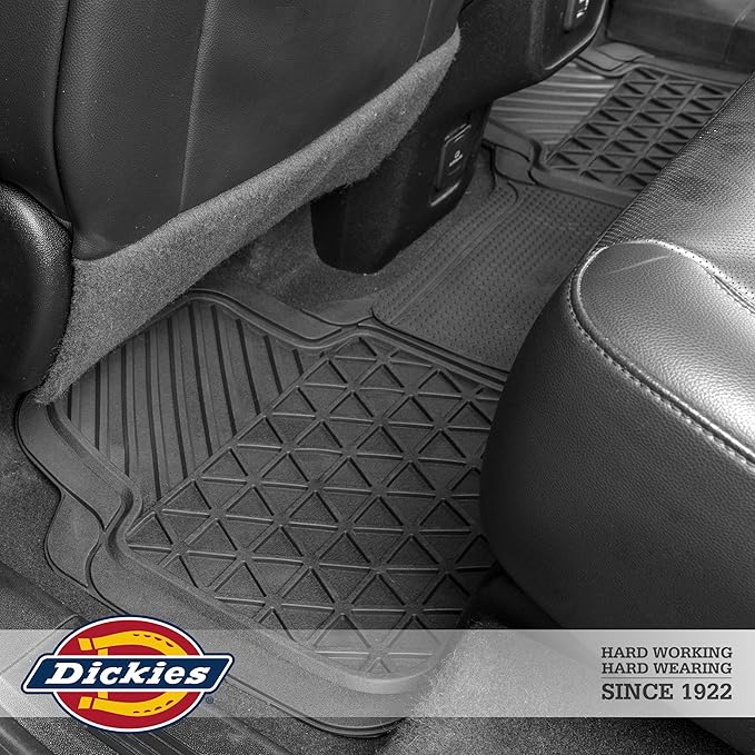 Dickies 3-Piece Black Adjustable-Runner Truck Floor Mats, Heavy-Duty Mats for Trucks — Black