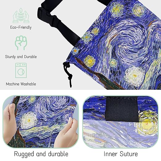 NHNXHWIA Starry Night Car Garbage Bag,Waterproof Small Car Trash Bag Hanging Back of Seat,Drawstring Hanging Car Trash Bag with Adjustable Buckle for Car Accessories