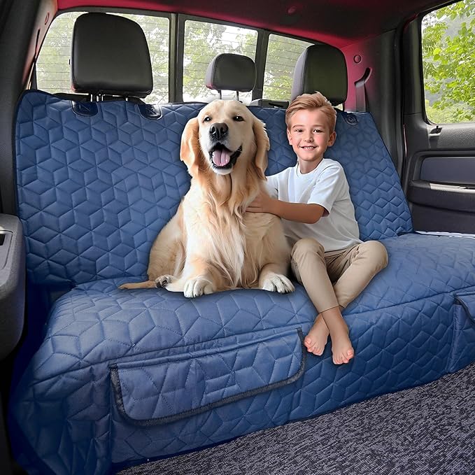Meginc Dog Car Seat Covers for Back Seat, Heavy Duty Pet Bench Seat Covers for Trucks Waterproof Protector Back Seat Nonslip Dogs Car Seat Covers for Crew Cab/Ford F-Series/Ram 1500/Sierra/Silverado