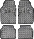 BDK Metallic Chrome Car Floor Mats All-Weather Universal Fit Automotive Floor Mats for Cars SUVs, Floor Mats for Trucks, Car Mats Full Set Front & Rear, Non-Slip Backing - Charcoal