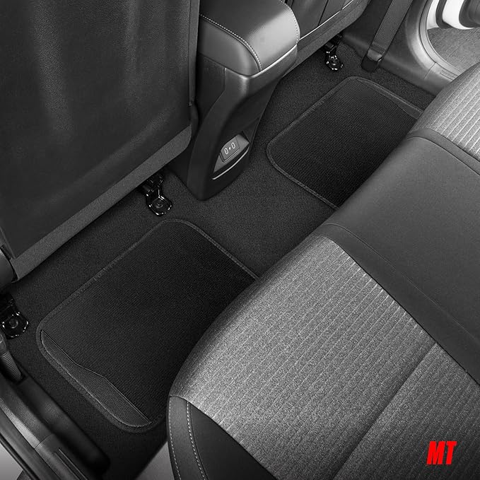 Motor Trend SpeedSeries Carpet Floor Mats Set - Universal Fit for Cars, Trucks, SUVs, Vans Trim Racing Design Car Mats Full Set Tapetes para Carro - Set of 4, Black & Black Car Carpet Mats