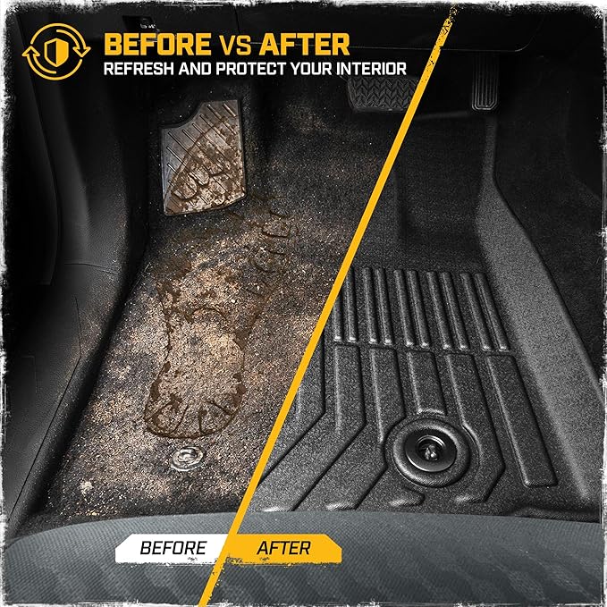 CAT® JustFit™ 3D All Weather Floor Mats for Toyota Tacoma 2016-2023, Custom Fit Heavy Duty Rubber Car Mats Full Set for Double Cab and Automatic Only, Tacoma SR/SR5/TRD/Limited/Trail Accessories