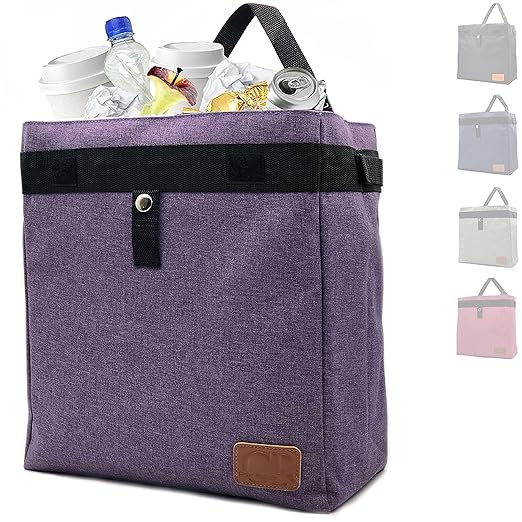 CP CLEVER PINKPHIN Car Trash Can Hanging for Headrest, Extra Large Waterproof Auto Garbage Bag Organizer, Collapsible Vehicle Waste Bin (Purple)
