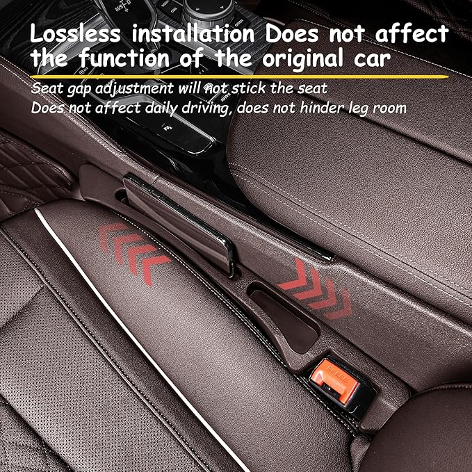Car Seat Gap Filler Organizer with Dual Slots, 2 Pack Anti-Drop Storage Solution for Car SUV Truck - Prevents Phone, Keys, Wallet from Falling Between Seats (Brown)