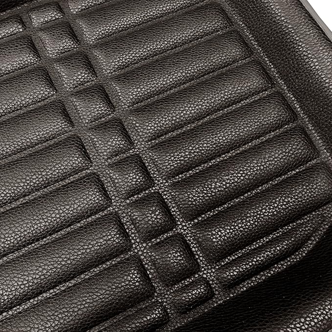 FH Group Automotive Floor Mats - PU Leather Floor Mats, Deep Dish Design, Floor Mats for Cars, Universal Fit Floor Mats Front Set, Floor Mats for Most Sedan, SUV, Truck Floor Mats Red Black
