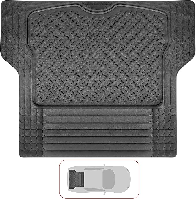 VaygWay Heavy Duty Cargo Liner Trunk Floor Mat – All Weather Trunk Protection Floor Mat - Black Rubber Trimmable Durable Cargo Auto Mat – Universal Fit Car SUV Truck Auto