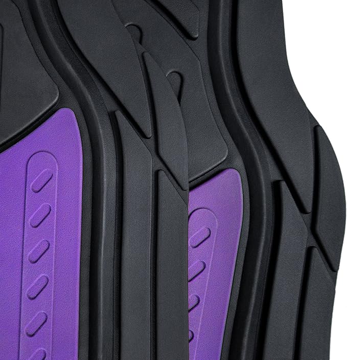 TLH Monster Eye Car Trimmable Floor Mats - Heavy-Duty Purple Rubber Floor Mats for Cars, Universal Fit Full Set, Climaproof™ Waterproof Floor Mats for Most Cars, Sedan, SUV, Truck Floor Mats