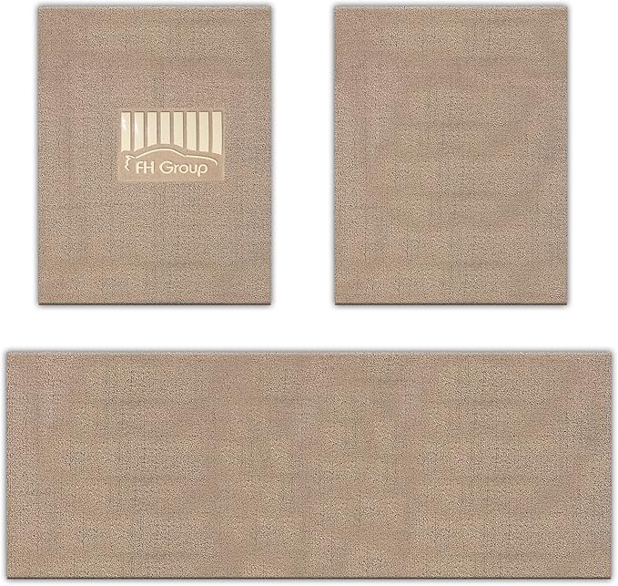 FH Group Car Floor Mats - All Weather Full Set of Beige Rubber Floor Mats for Cars, Ultra DIY Waterproof, Trimmable Automotive Floor Mats for Sedan, Van, SUVs and Truck Floor Mats