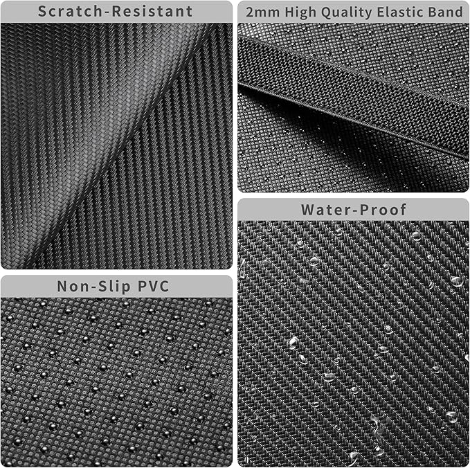HighnessHwoo Car Armrest Covers, Vehicle Center Console Cover, Middle Storage Pads, Dog & Cat Paws Protetor, Carbon Fiber PU Leather, Waterproof, Anti-Slip, Auto Interior Accessories, Black, Size M