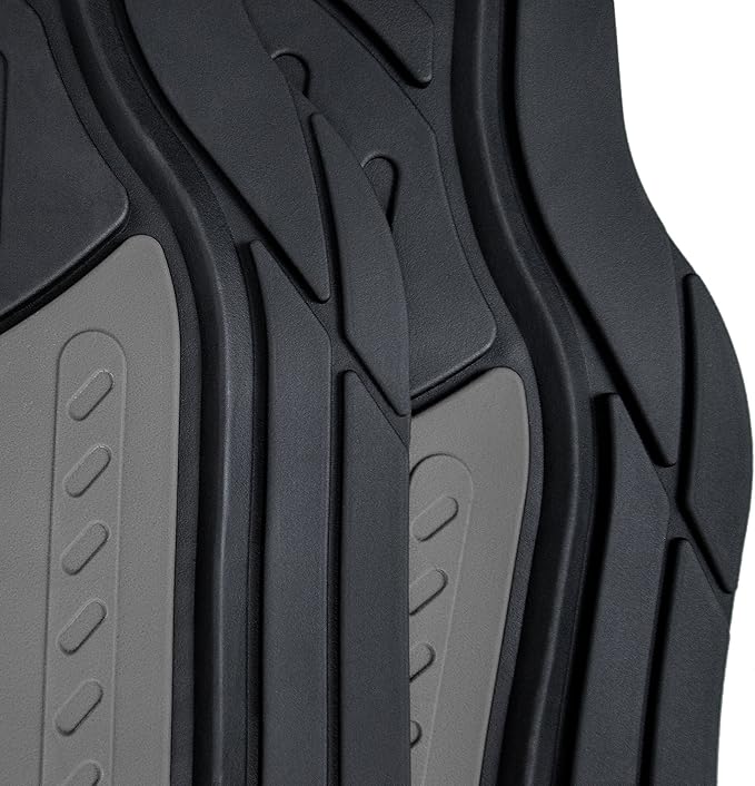 TLH Monster Eye Car Trimmable Floor Mats - Heavy-Duty Gray Rubber Floor Mats for Cars, Universal Fit Full Set, Climaproof™ Waterproof Floor Mats for Most Cars, Sedan, SUV, Truck Floor Mats